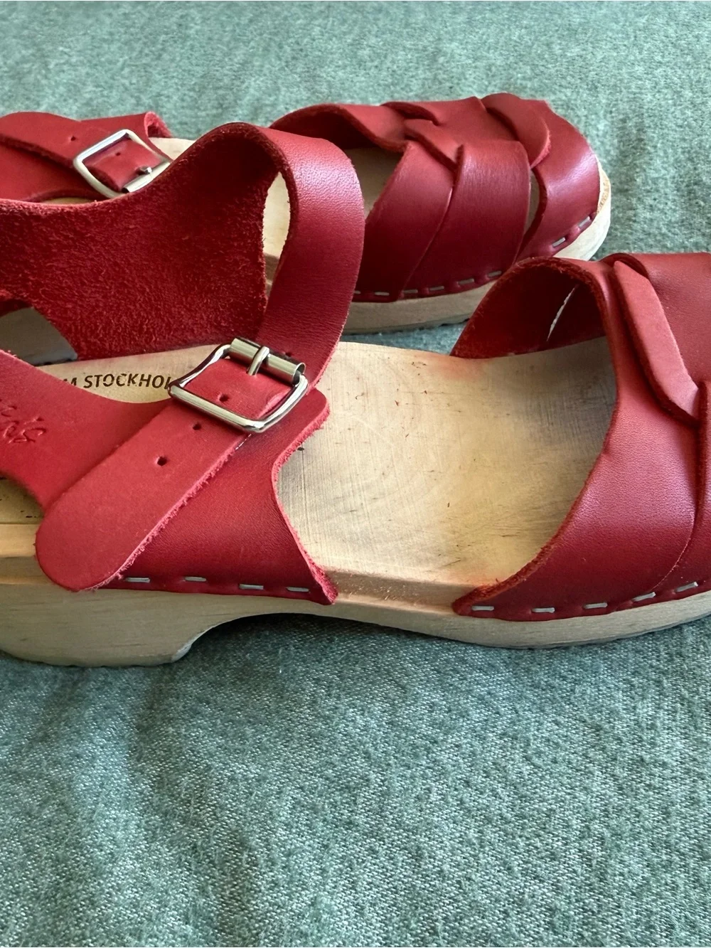 Lotta From Stockholm Red Braided Leather Kids Sandals